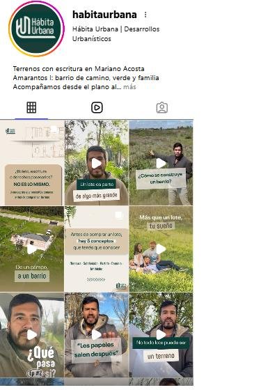 Perfil real de Instagram de @habitaurbana, desarrollos urbanísticos